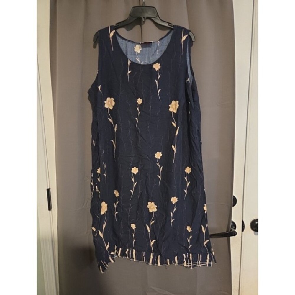 Dress Excellent Women's Navy Blue Floral Sheath Dress, Size Large, Women's Dress